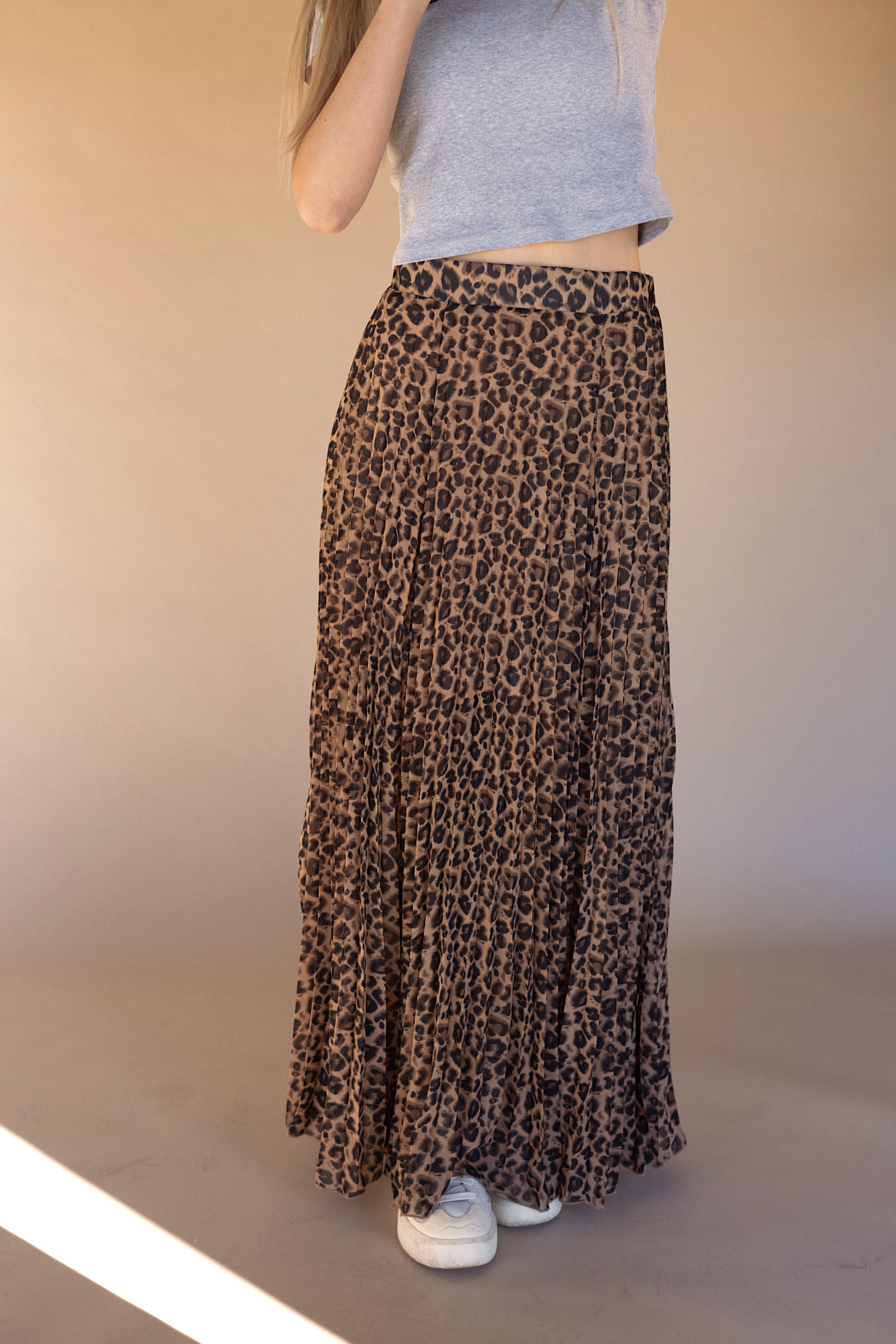 leopard print maxi length skirt