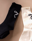 Bowknot Mid-Calf Socks In Black